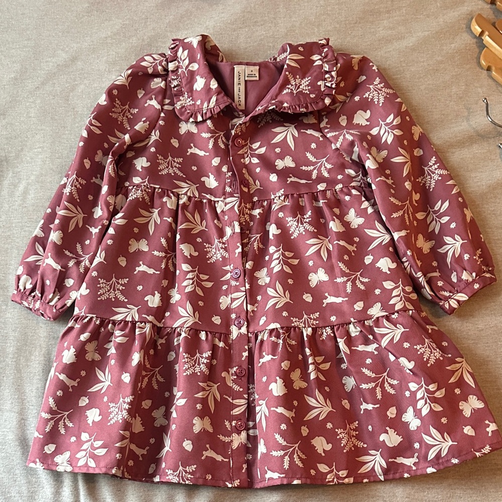 Janie and Jack Floral Ruffle Collar Dress size 3T